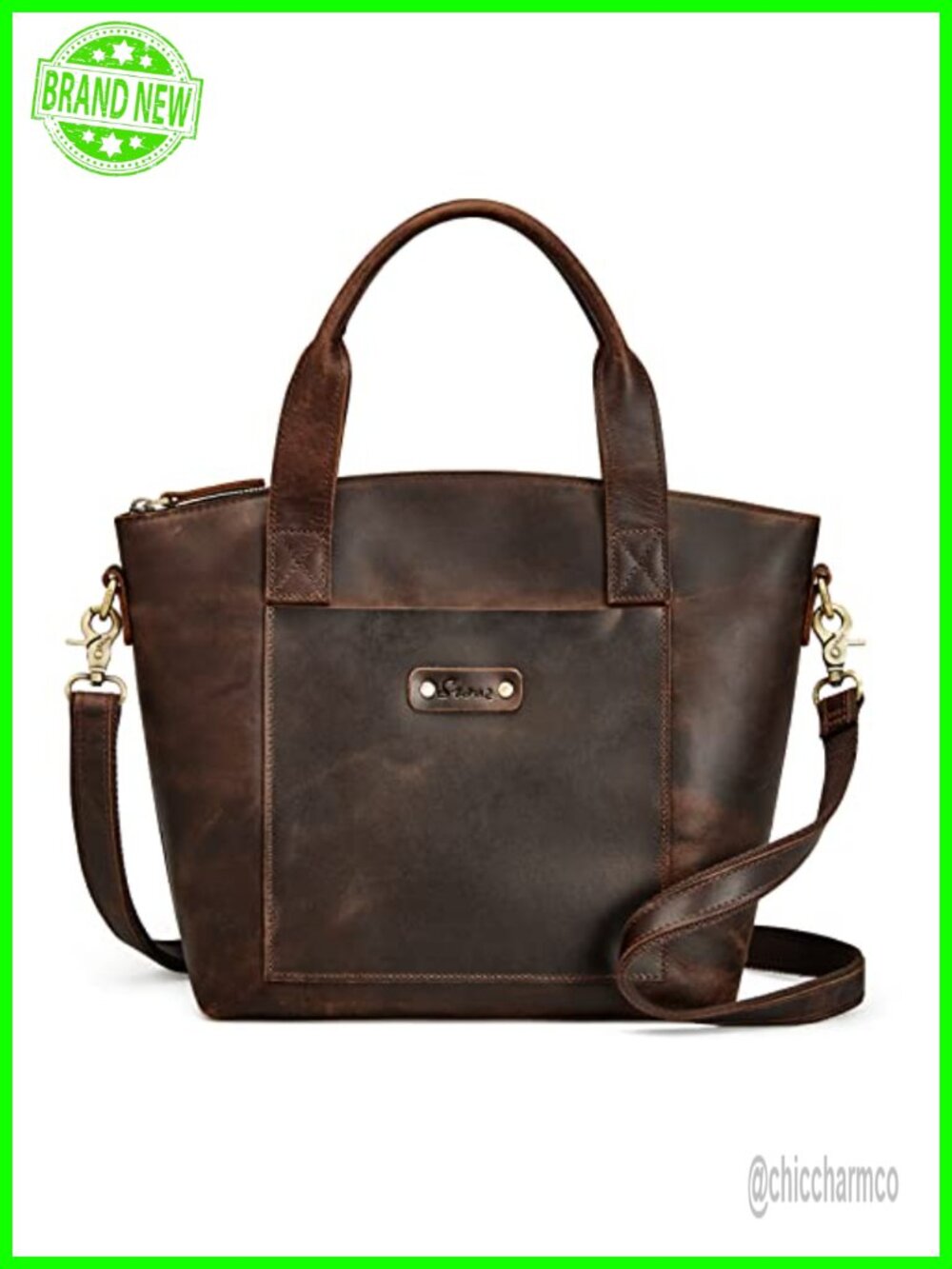 Top Grain Crazy Horse Leather Satchel Crossbody Bag Top-Handle Purse